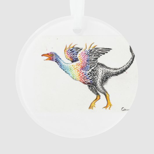 Farbenfrohe Federsaurier Ornament (Rückseite)