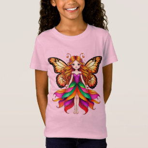 Farbenfrohe Fee mit lebhaften Schmetterlingsflügel T-Shirt