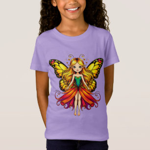 Farbenfrohe Fee mit lebhaften Schmetterlingsflügel T-Shirt