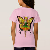 Farbenfrohe Fee mit lebhaften Schmetterlingsflügel T-Shirt (Rückseite)