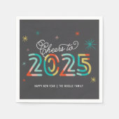 Farbenfrohe Feier 2025 Mod Neujahrsparty Serviette (Vorderseite)