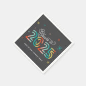 Farbenfrohe Feier 2025 Mod Neujahrsparty Serviette (Ecke)