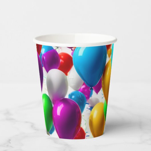Farbenfrohe Feier Ballondesign Pappbecher (Links)