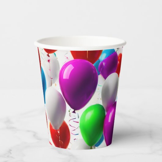 Farbenfrohe Feier Ballondesign Pappbecher (Vorderseite)