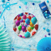 Farbenfrohe Feier Ballondesign Pappteller (Party)