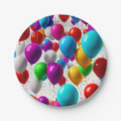 Farbenfrohe Feier Ballondesign Pappteller (Vorderseite)