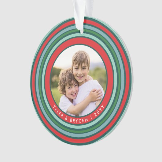 Farbenfrohe Feier Foto | Rot Ornament (Vorderseite)
