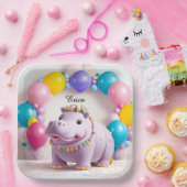 Farbenfrohe Feier mit Adorable Hippo Pappteller (Party)