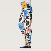Farbenfrohe Feier von Blume und Blätter Leggings (Links)