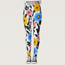 Farbenfrohe Feier von Blume und Blätter Leggings