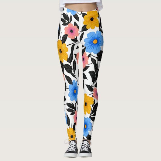 Farbenfrohe Feier von Blume und Blätter Leggings (Vorderseite)
