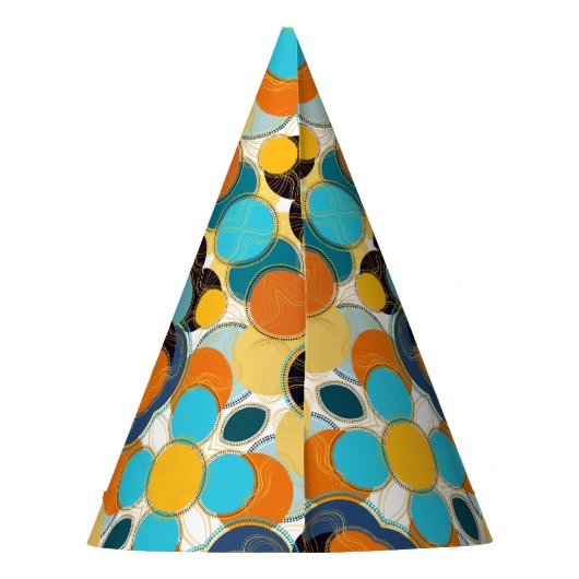 Farbenfrohe Feierlichkeit Retro Abstraktes Goldene Partyhütchen (Rückseite)