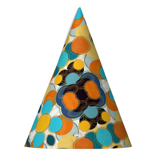 Farbenfrohe Feierlichkeit Retro Abstraktes Goldene Partyhütchen (Links)