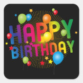 Farbenfrohe Feierlichkeit zum Geburtstag Quadratischer Aufkleber (Vorderseite)