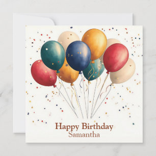 Farbenfrohe Feierlichkeiten Ballons mit Confetti Feiertagskarte