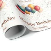Farbenfrohe Feierlichkeiten Ballons mit Confetti Geschenkpapier (Rolleneckpunkt)