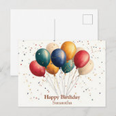 Farbenfrohe Feierlichkeiten Ballons mit Confetti Postkarte (Vorne/Hinten)