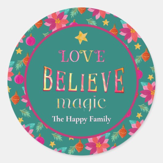 Farbenfrohe Feiertage glauben Weihnachten Runder Aufkleber (Vorderseite)