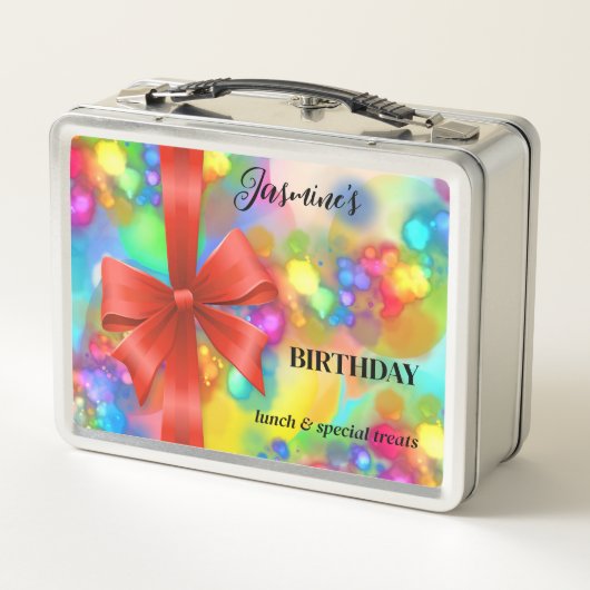 Farbenfrohe Feiertage Metall Brotdose (Rückseite)