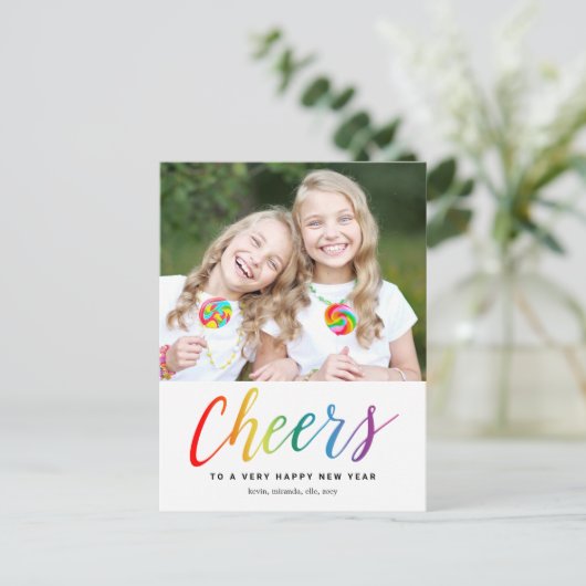 Farbenfrohe Feiertage Neujahr Postkarte (Stehend Vorderseite)