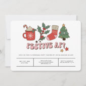 Farbenfrohe Feiertage Retro Weihnachts-Party Einladung (Vorderseite)