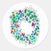 Farbenfrohe Feiertage Wreath Runder Aufkleber (Vorderseite)