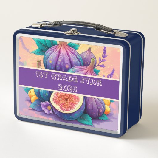 Farbenfrohe Feige 1. Klasse 2025 Metall Brotdose (Vorderseite)