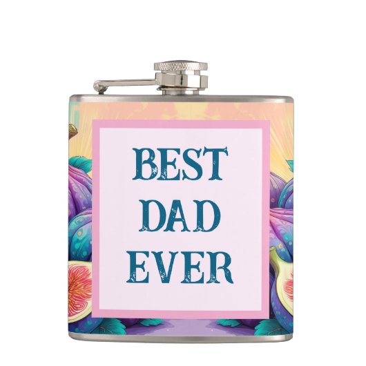 Farbenfrohe Feige mit bester Vater für immer Flachmann (Vorderseite)