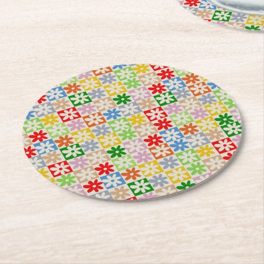 Farbenfrohe, feine ästhetische Blume Runder Pappuntersetzer (Angewinkelt)