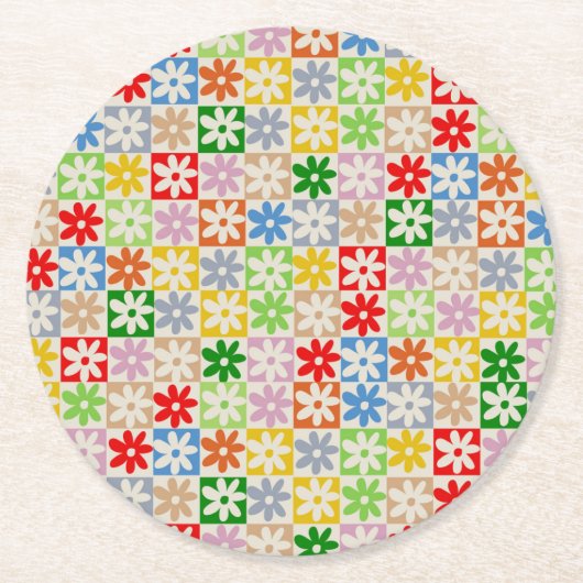 Farbenfrohe, feine ästhetische Blume Runder Pappuntersetzer (Vorderseite)