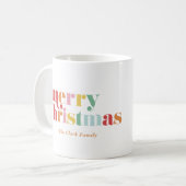 Farbenfrohe, feine Buchstaben "Frohe Weihnachten" Kaffeetasse (Vorderseite Links)