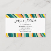 Farbenfrohe, feine Curves Streifen Minimalistisch Visitenkarte (Rückseite)