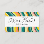 Farbenfrohe, feine Curves Streifen Minimalistisch Visitenkarte (Vorderseite)