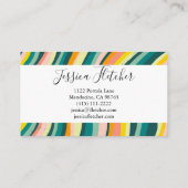 Farbenfrohe, feine Curves Streifen Minimalistisch Visitenkarte (Rückseite)