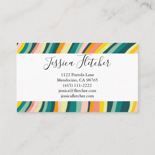 Farbenfrohe, feine Curves Streifen Minimalistisch  Visitenkarte (Rückseite)