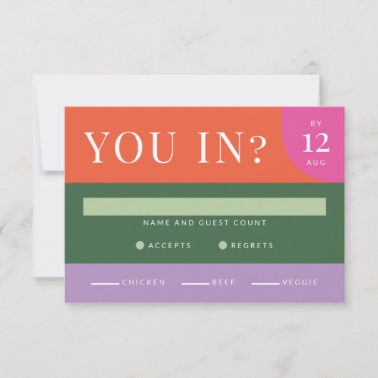 Farbenfrohe, feine RSVP-Karte Einzigartig orange R RSVP Karte (Vorderseite)