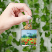 Farbenfrohe Feldarbeit mit Pupies-Schlüsselanhänge Schlüsselanhänger (Hand)