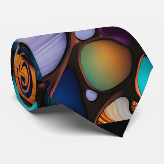 Farbenfrohe Felsgesteine aus gestanztem Glas Krawatte (Gerollt)