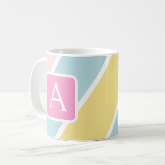 Farbenfrohe feminine Streifen Monogramm farbig Kaffeetasse (Vorderseite Links)