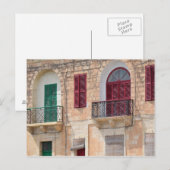 Farbenfrohe Fensterschneider auf Malta Postkarte (Vorne/Hinten)