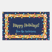 Farbenfrohe Ferien Twinkle String Lichter Weihnach Rechteckiger Aufkleber (Vorderseite)