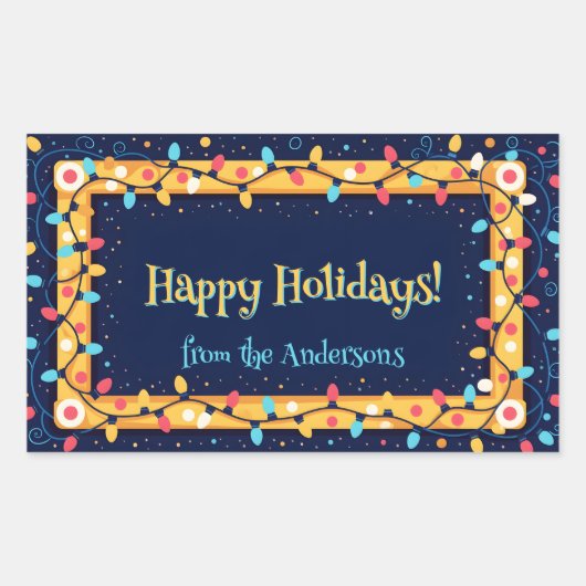 Farbenfrohe Ferien Twinkle String Lichter Weihnach Rechteckiger Aufkleber (Vorderseite)