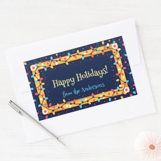 Farbenfrohe Ferien Twinkle String Lichter Weihnach Rechteckiger Aufkleber (Umschlag)