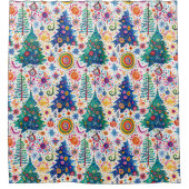 Farbenfrohe, festliche Baumstruktur Duschvorhang (Vorderseite)