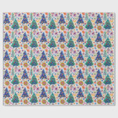 Farbenfrohe, festliche Baumstruktur Geschenkpapier (Flach)