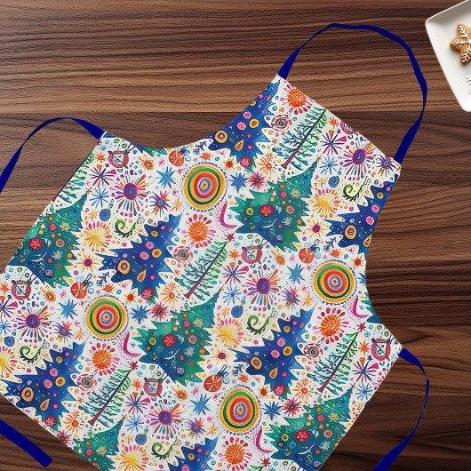 Farbenfrohe, festliche Baumstruktur Schürze