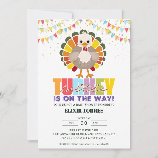 Farbenfrohe festliche kleine Türkei Babydusche Einladung (Vorderseite)