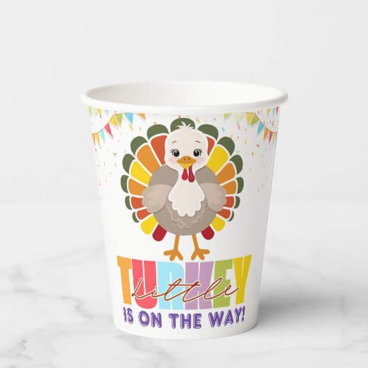 Farbenfrohe festliche kleine Türkei Babydusche Pappbecher (Rückseite)