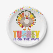 Farbenfrohe festliche kleine Türkei Babydusche Pappteller (Vorderseite)