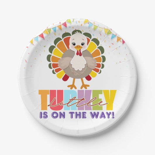 Farbenfrohe festliche kleine Türkei Babydusche Pappteller (Vorderseite)